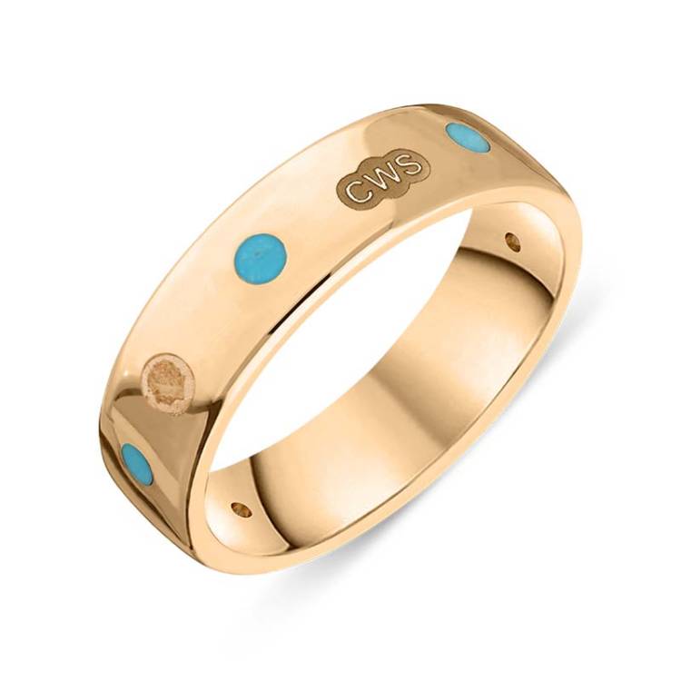 9ct Rose Gold Turquoise King's Coronation Hallmark 6mm Ring - I