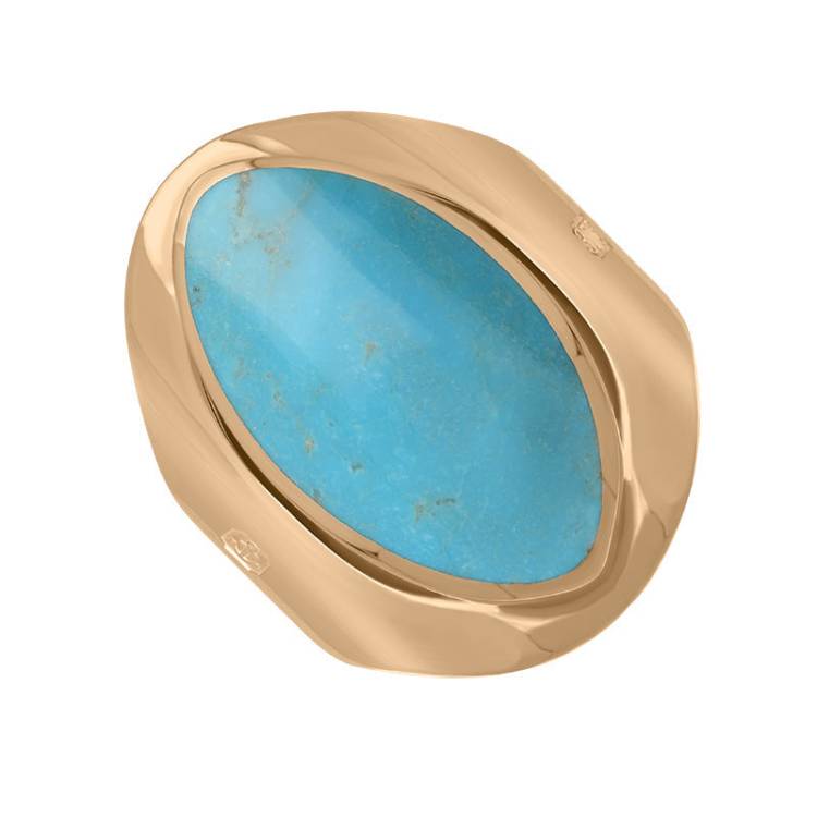 9ct Rose Gold Turquoise King's Coronation Hallmark Medium Oval Ring - W