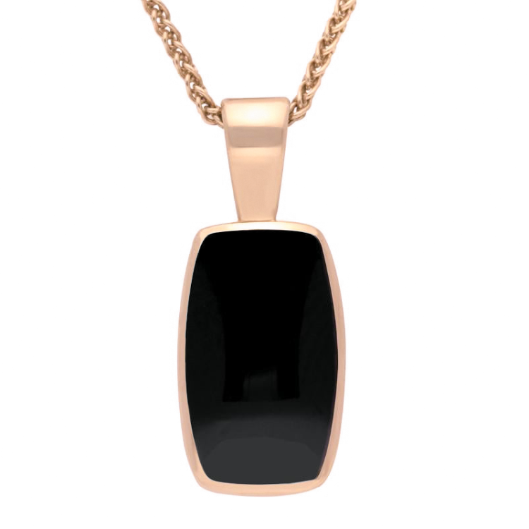 9ct Rose Gold Whitby Jet Barrel Shaped Necklace