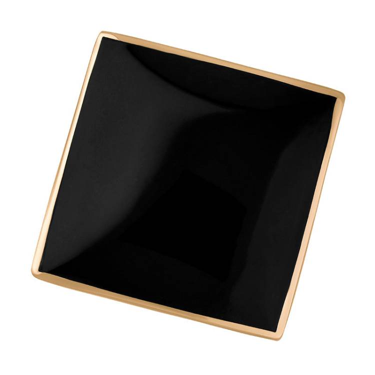 9ct Rose Gold Whitby Jet King's Coronation Hallmark Large Rhombus Ring - T