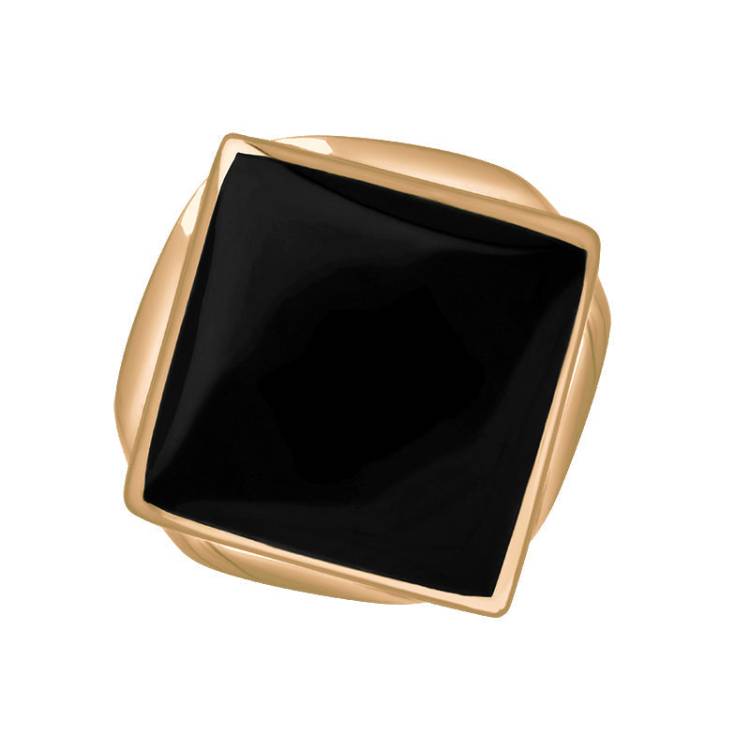 9ct Rose Gold Whitby Jet King's Coronation Hallmark Small Rhombus Ring - Y