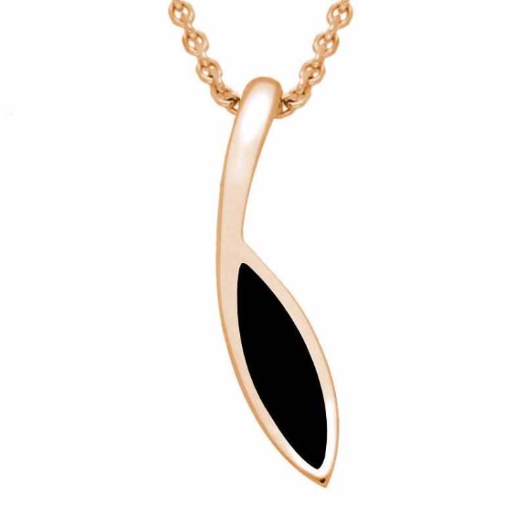 9ct Rose Gold Whitby Jet Toscana Marquise Necklace - Rose Gold
