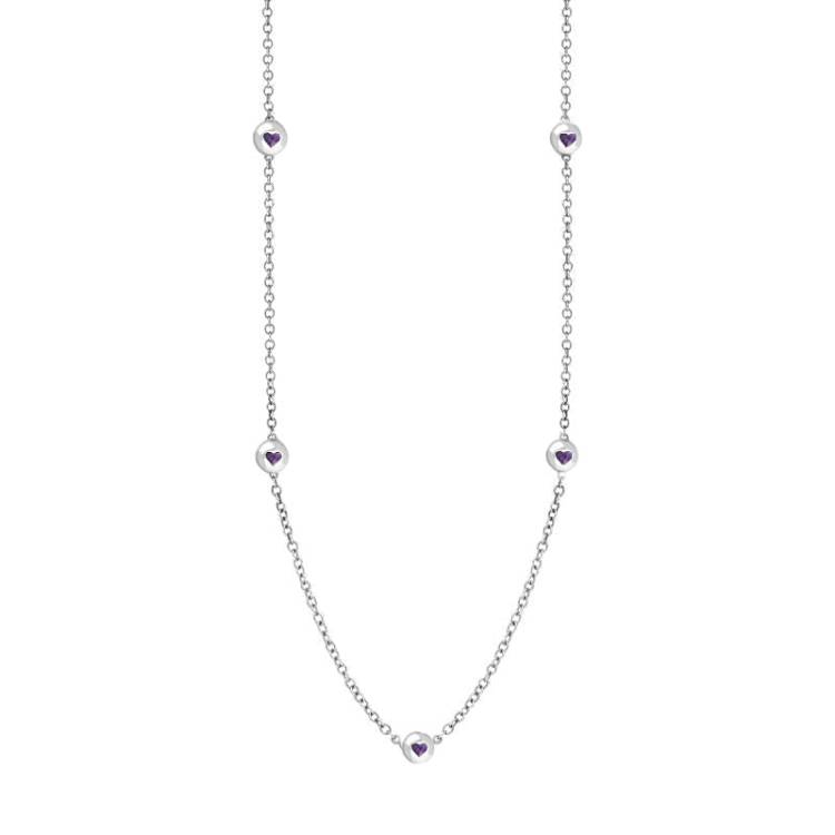 9ct White Gold Blue John Heart Link Disc Chain Necklace - Option1 Value White Gold