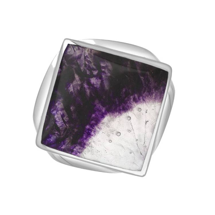 9ct White Gold Blue John King's Coronation Hallmark Small Rhombus Ring - R