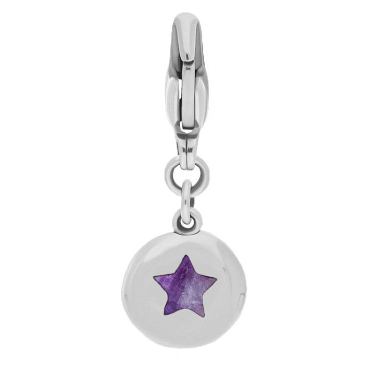 9ct White Gold Blue John Round Shaped Star Clip Charm - Option1 Value White Gold
