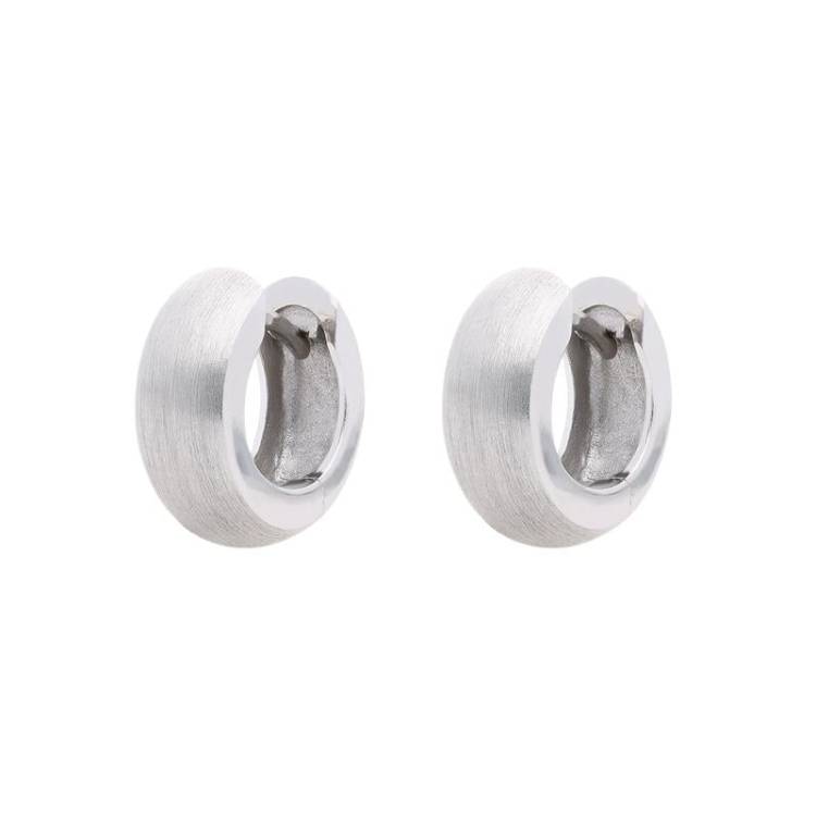 9ct White Gold Satin Finish Hoop Earrings - White Gold