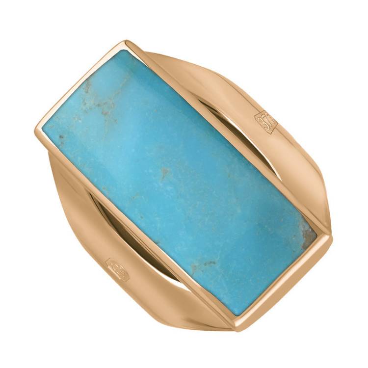 9ct Rose Gold Turquoise King's Coronation Hallmark Medium Oblong Ring - X