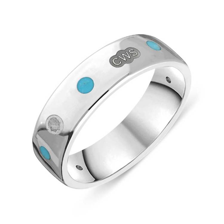 9ct White Gold Turquoise King's Coronation Hallmark 6mm Ring - Q