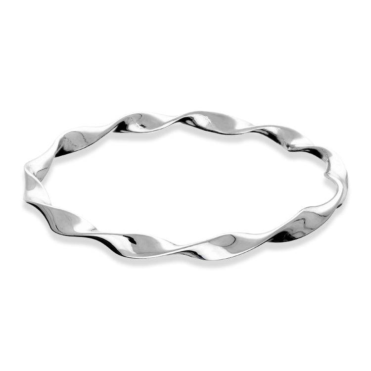 9ct White Gold Wire Twist Bangle