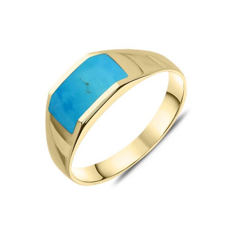 9ct Yellow Gold Turquoise Cut Off Band Ring