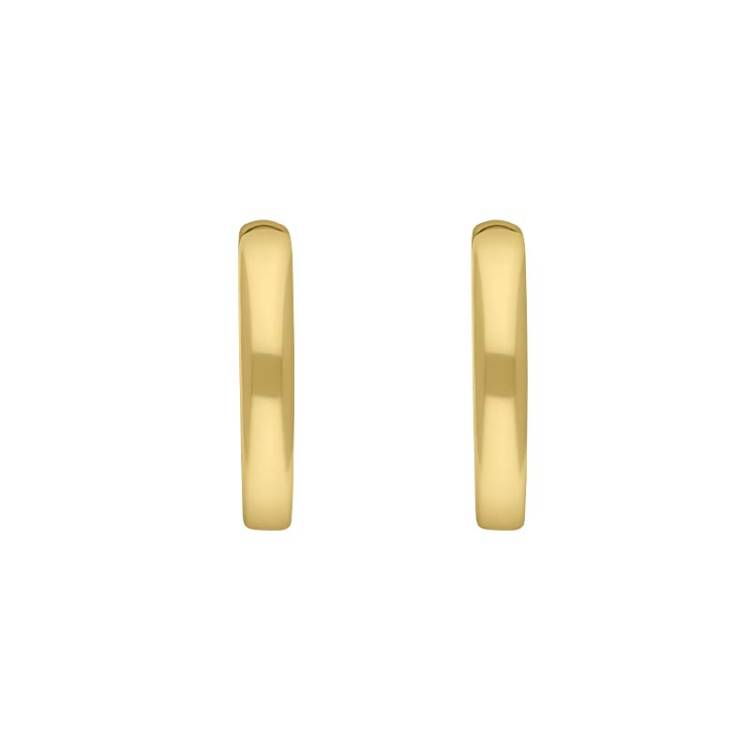 9ct Yellow Gold 14mm Round Domed Hoop Earrings - Gold