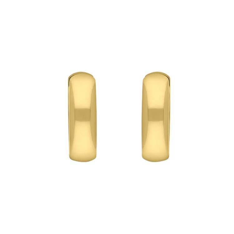 9ct Yellow Gold 16mm Round Domed Hoop Earrings - Gold