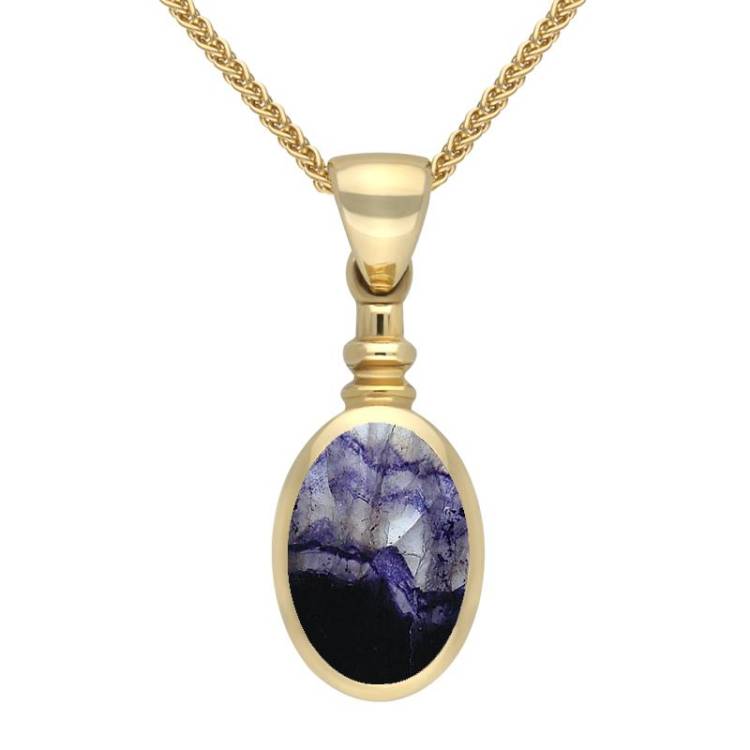 9ct Yellow Gold Blue John Bottletop Necklace - Yellow Gold