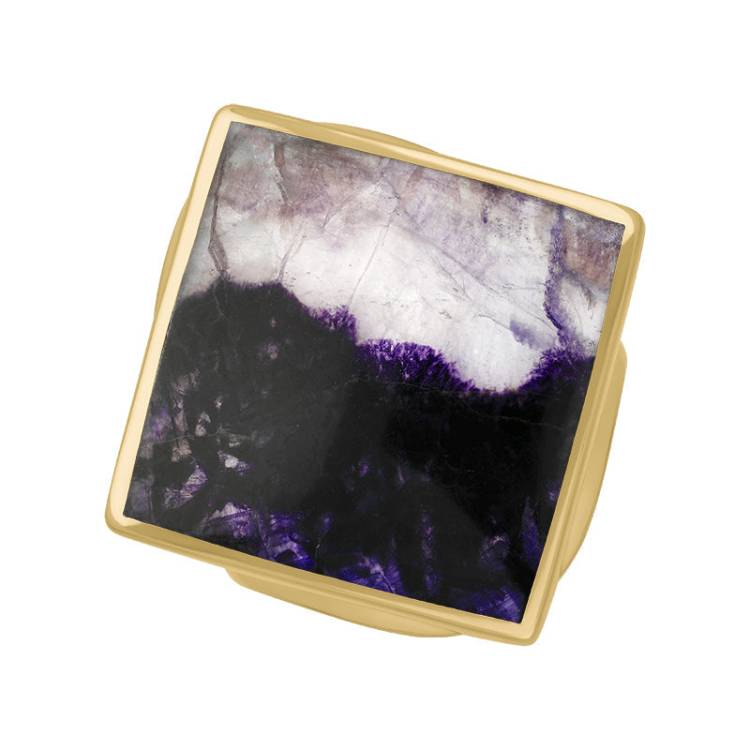 9ct Yellow Gold Blue John King's Coronation Hallmark Medium Rhombus Ring - Q