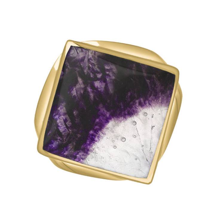 9ct Yellow Gold Blue John King's Coronation Hallmark Small Rhombus Ring - L