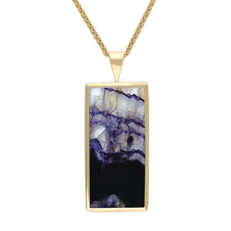 9ct Yellow Gold Blue John Large Oblong Necklace - Option1 Value Yellow Gold
