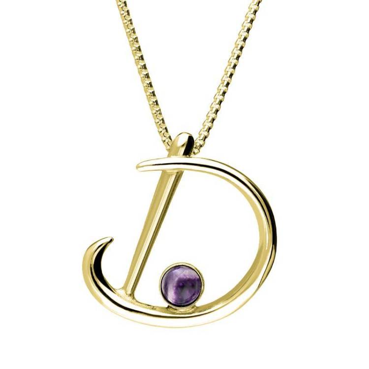 9ct Yellow Gold Blue John Love Letters Initial D Necklace - Yellow Gold