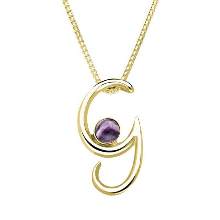 9ct Yellow Gold Blue John Love Letters Initial G Necklace - Yellow Gold