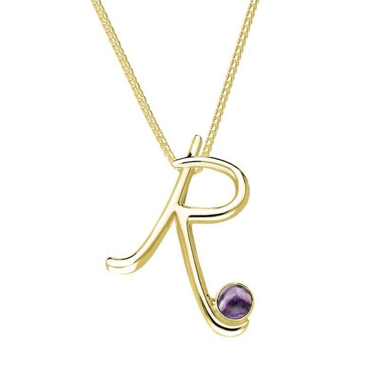 9ct Yellow Gold Blue John Love Letters Initial R Necklace - Yellow Gold