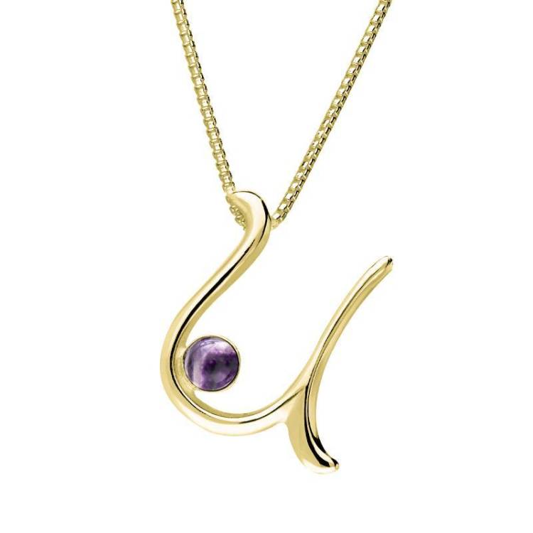 9ct Yellow Gold Blue John Love Letters Initial U Necklace - Yellow Gold