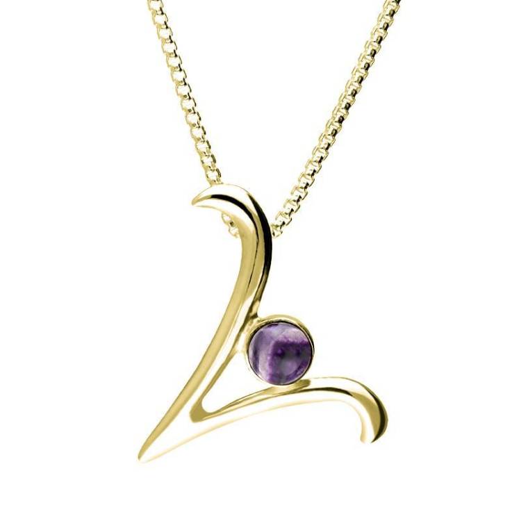 9ct Yellow Gold Blue John Love Letters Initial V Necklace - Yellow Gold