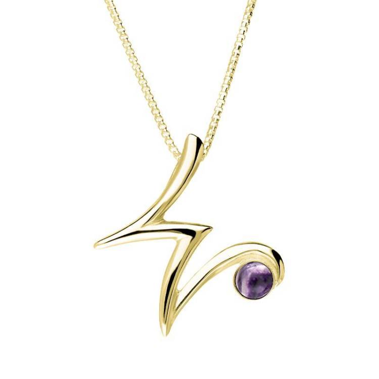 9ct Yellow Gold Blue John Love Letters Initial W Necklace - Yellow Gold