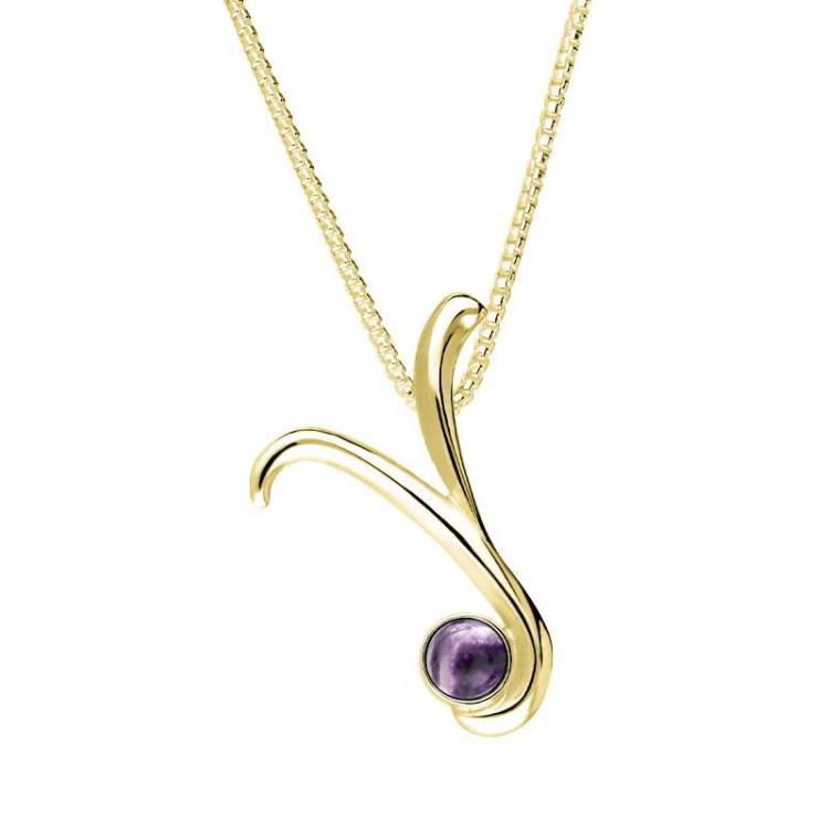 9ct Yellow Gold Blue John Love Letters Initial Y Necklace - Yellow Gold