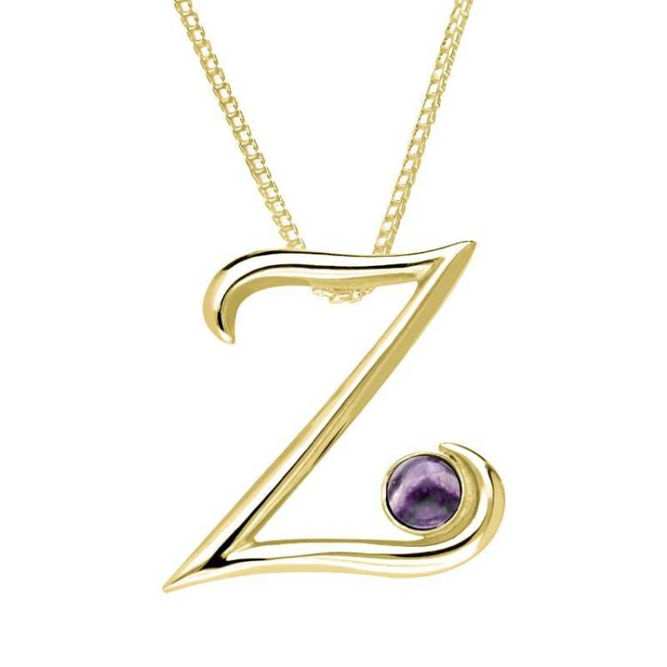 9ct Yellow Gold Blue John Love Letters Initial Z Necklace - Yellow Gold