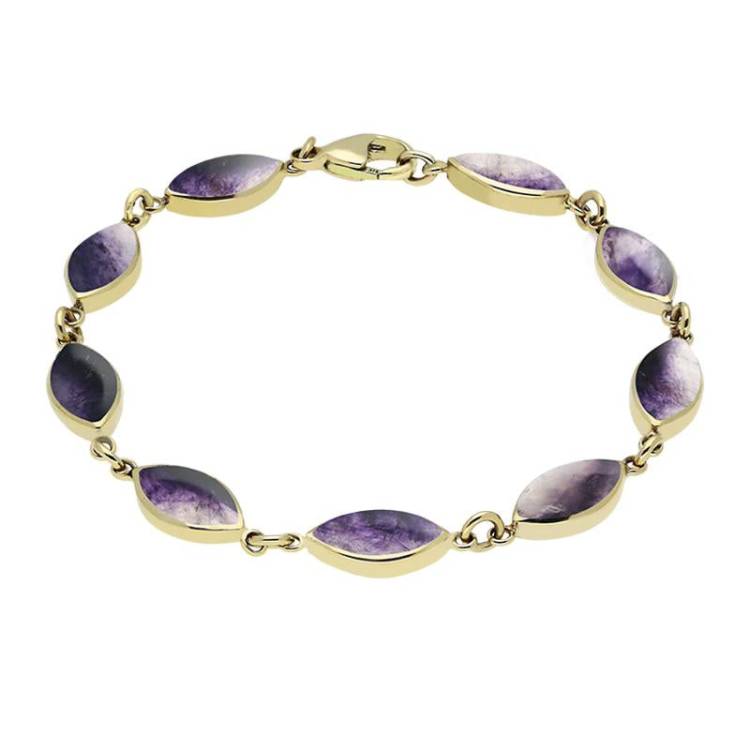 9ct Yellow Gold Blue John Marquise Bracelet - Option1 Value Yellow Gold