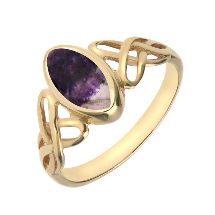 9ct Yellow Gold Blue John Marquise Celtic Ring - Yellow Gold