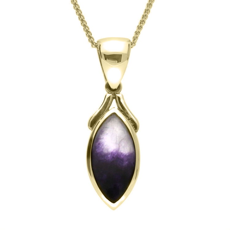 9ct Yellow Gold Blue John Marquise Necklace - Option1 Value Yellow Gold