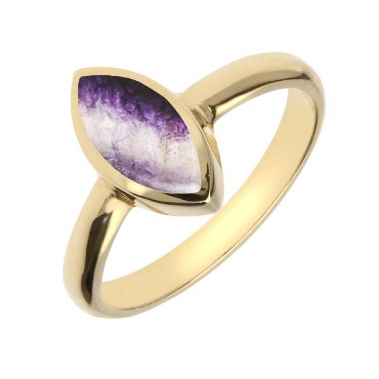 9ct Yellow Gold Blue John Marquise Ring - Yellow Gold