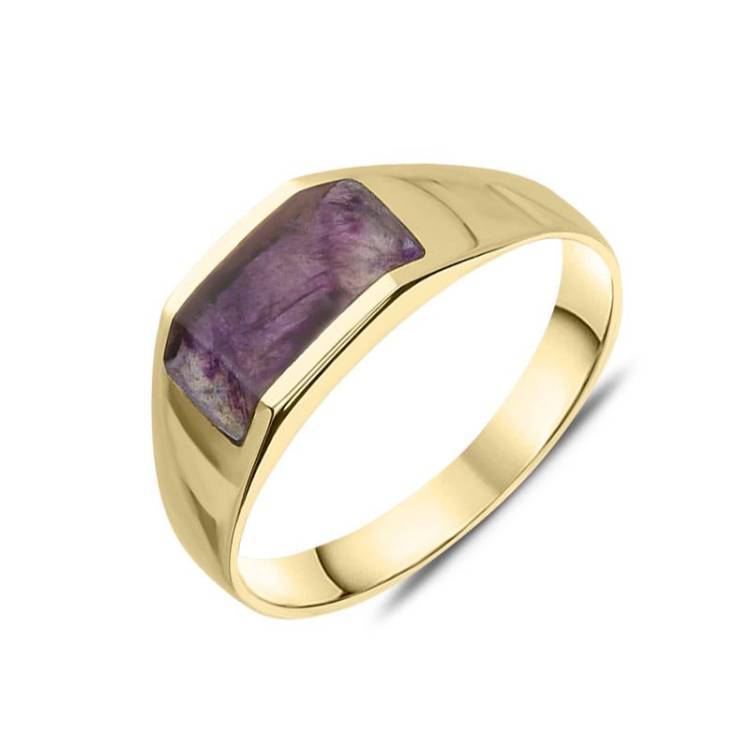 9ct Yellow Gold Blue John Cut Off Band Ring