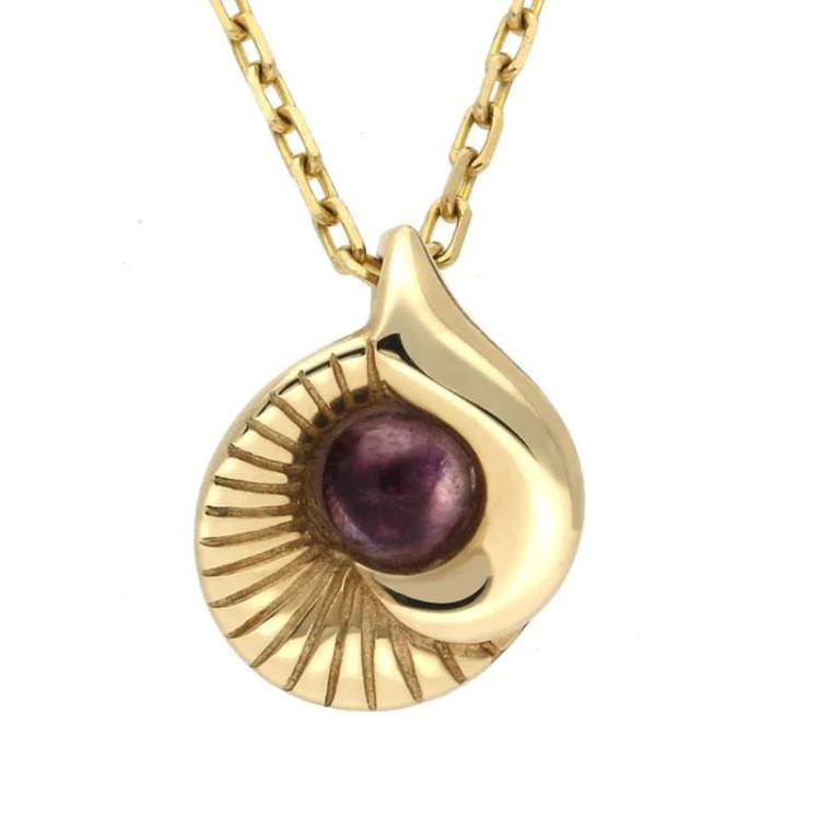 9ct Yellow Gold Blue John Seashell Necklace - Yellow Gold