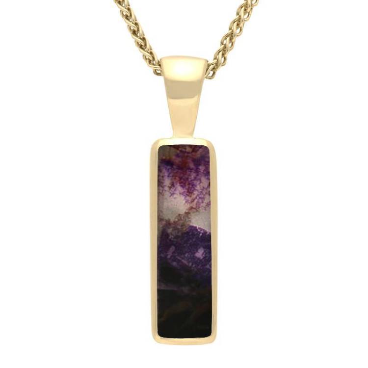 9ct Yellow Gold Blue John Small Oblong Necklace - Yellow Gold