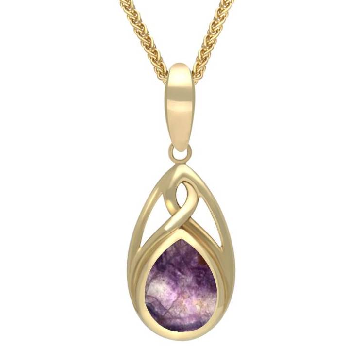 9ct Yellow Gold Blue John Small Pear Twist Celtic Necklace - Option1 Value