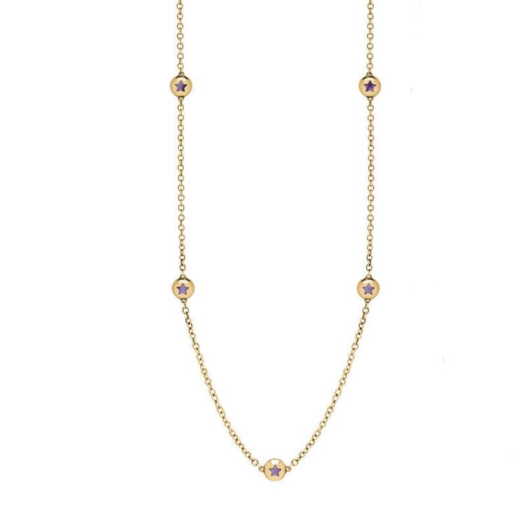 9ct Yellow Gold Blue John Star Link Disc Chain Necklace - Option1 Value Yellow Gold