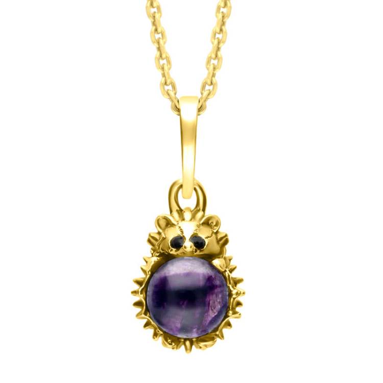 9ct Yellow Gold Blue John Tiny Hedgehog Necklace - Yellow Gold