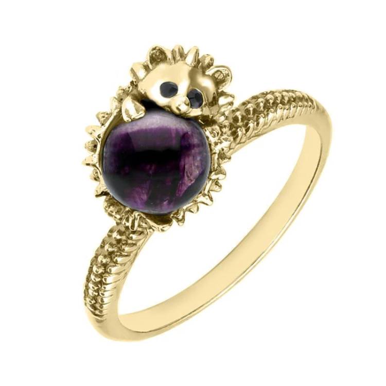 9ct Yellow Gold Blue John Tiny Hedgehog Ring - Yellow Gold