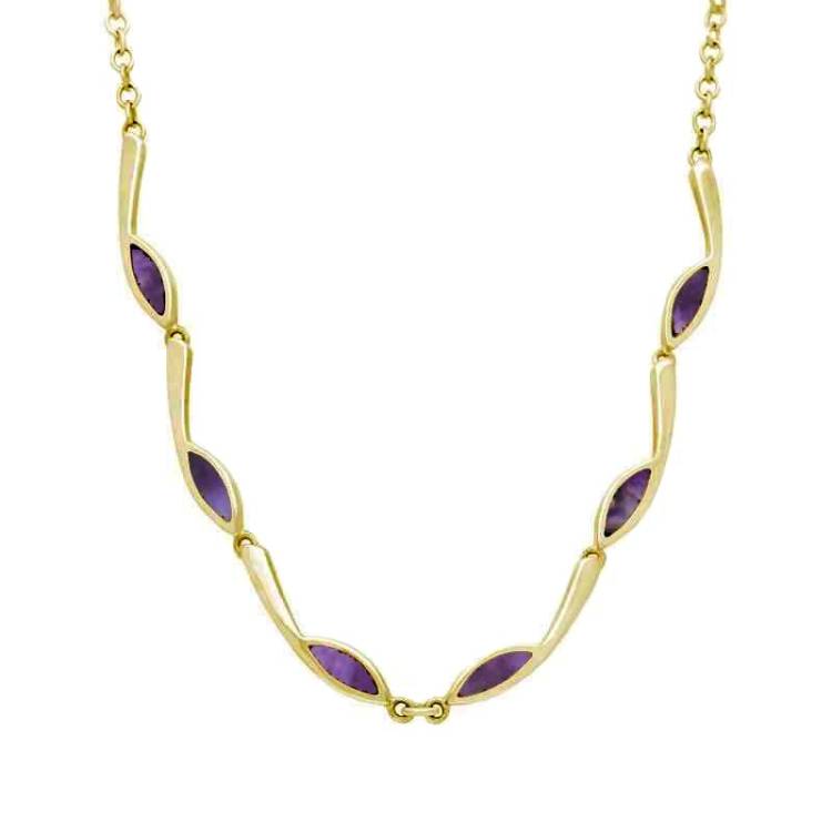 9ct Yellow Gold Blue John Marquise Link Toscana Necklace - Yellow Gold
