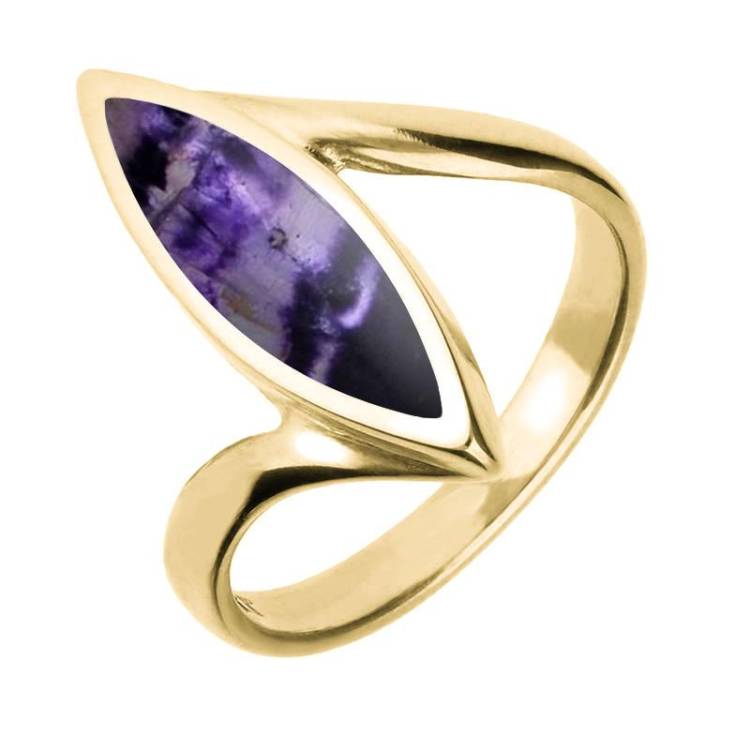 9ct Yellow Gold Blue John Toscana Marquise Twist Ring - Yellow Gold