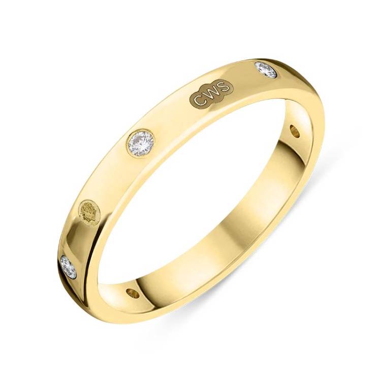 9ct Yellow Gold 0.12ct Diamond King's Coronation Hallmark 3mm Ring - Z