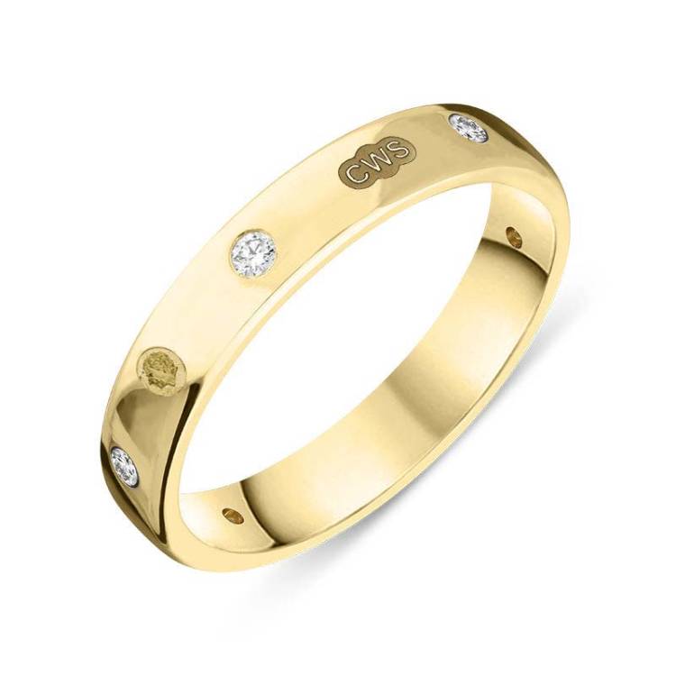 9ct Yellow Gold 0.15ct Diamond King's Coronation Hallmark 4mm Ring - Y