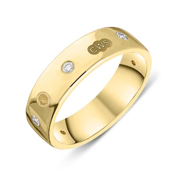 9ct Yellow Gold 0.18ct Diamond King's Coronation Hallmark 6mm Ring - X