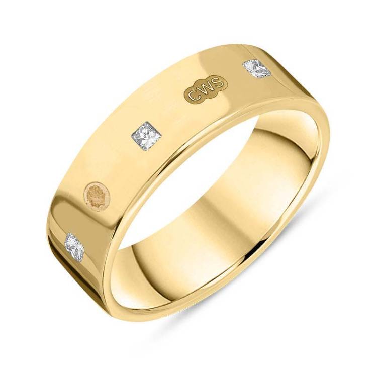 9ct Yellow Gold 0.36ct Diamond King's Coronation Hallmark Princess Cut 6mm Ring - K