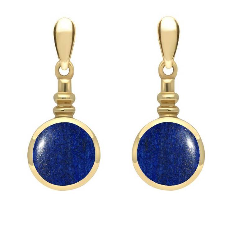 9ct Yellow Gold Lapis Lazuli Bottle Top Drop Earrings - Yellow Gold