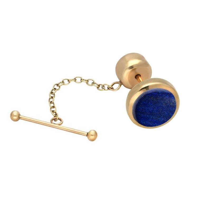9ct Yellow Gold Lapis Lazuli Circle Tie Pin