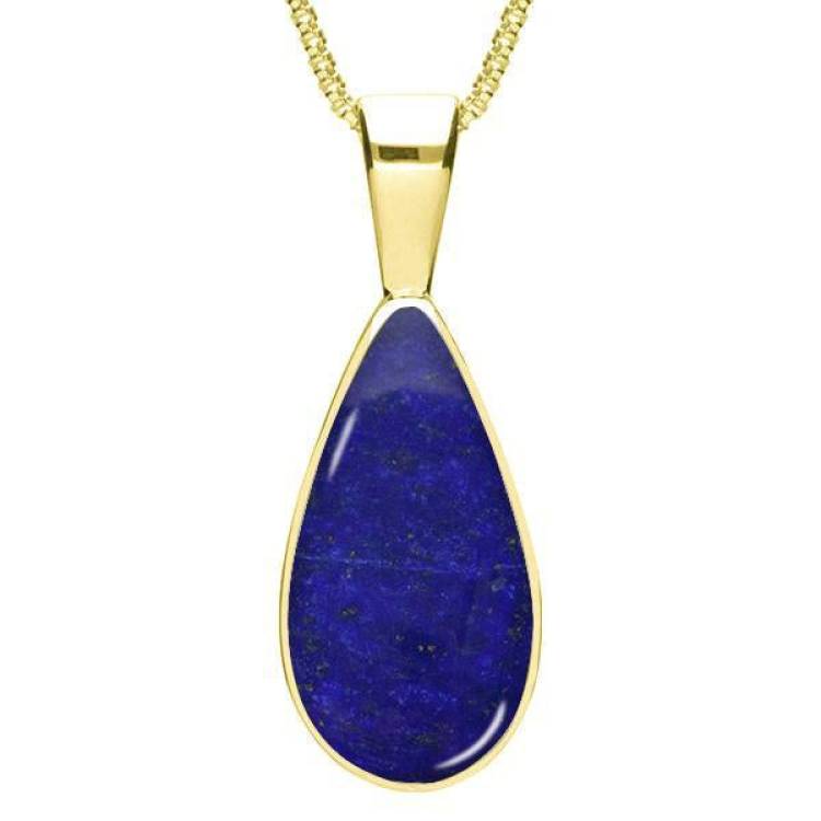 9ct Yellow Gold Lapis Lazuli Classic Teardrop Necklace