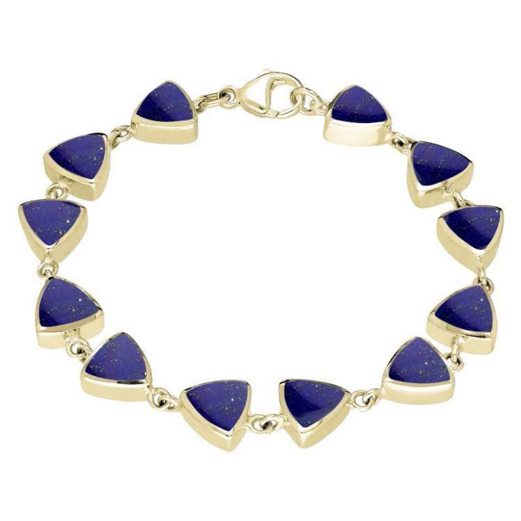 9ct Yellow Gold Lapis Lazuli Curved Triangle Bracelet - Yellow Gold