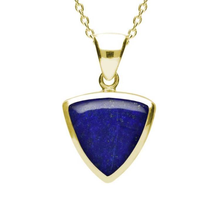 9ct Yellow Gold Lapis Lazuli Curved Triangle Necklace - Yellow Gold